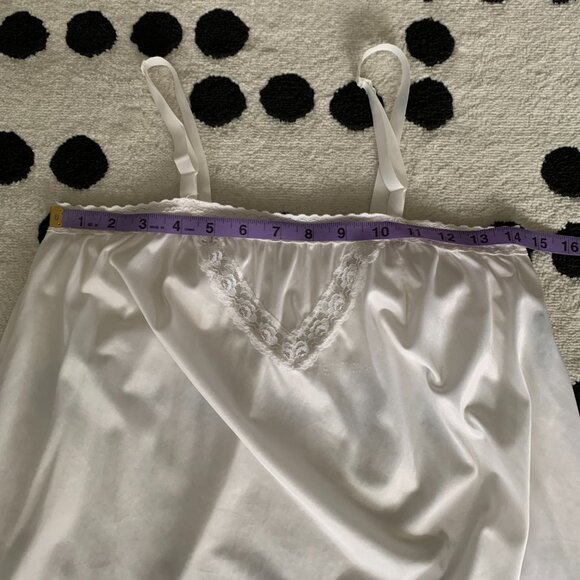 Vintage 90s Satin Lace Trim Hem Square Neck Midi Slip Lingerie Dress Nightgown - Picture 10 of 14